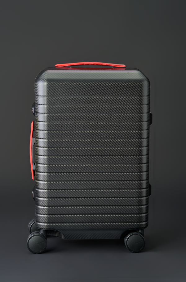BLACKDIAMOND Red Edition カーボンファイバーラゲッジ — アルミフレームとレザーハンドル付きステルスブラック