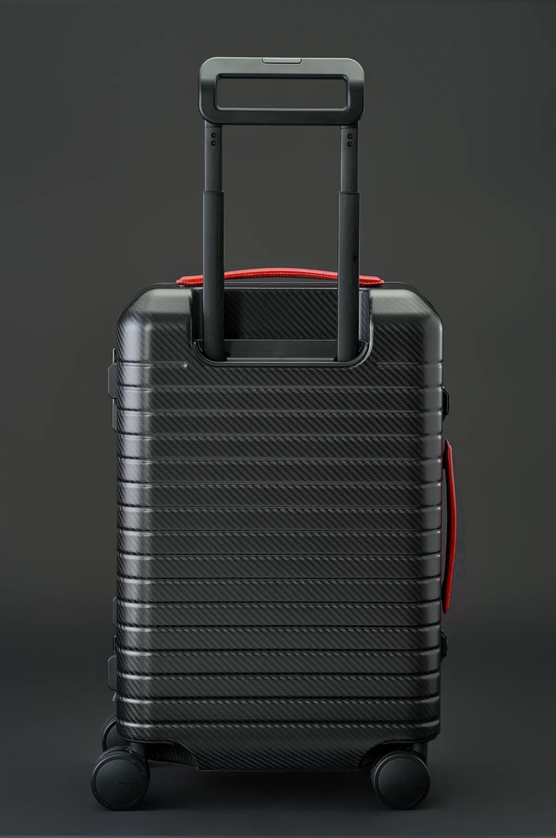 BLACKDIAMOND Red Edition カーボンファイバーラゲッジ — アルミフレームとレザーハンドル付きステルスブラック