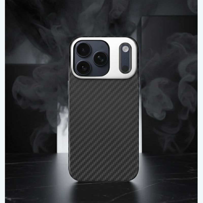 キックスタンド付き iPhone 17 Pro/Pro Max ケース バリスティックファイバー マグネット対応 – ステルスブラック