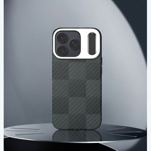 キックスタンド付き iPhone 17 Pro/Pro Max ケース バリスティックファイバー マグネット対応 – レーシングブラック