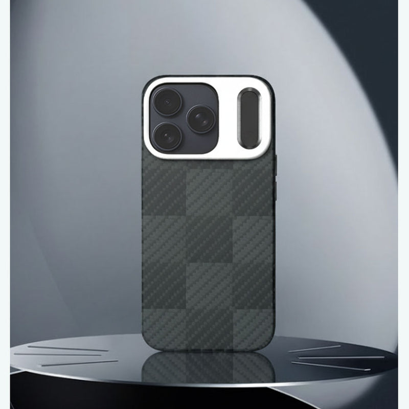 キックスタンド付き iPhone 17 Pro/Pro Max ケース バリスティックファイバー マグネット対応 – レーシングブラック