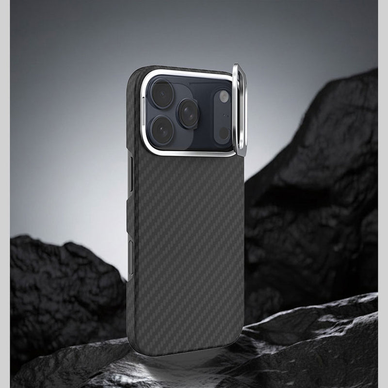 キックスタンド付き iPhone 17 Pro/Pro Max ケース バリスティックファイバー マグネット対応 – ステルスブラック