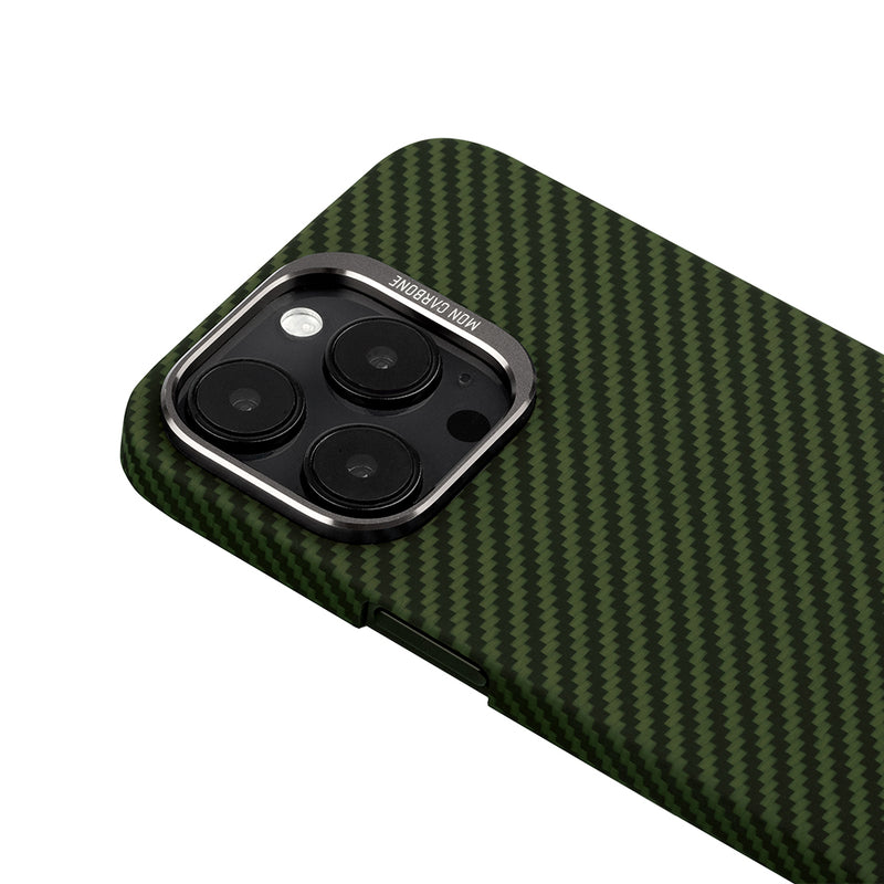 最高の防弾繊維カバーiPhone 14 対応ケース-ミッドナイトグリーン
