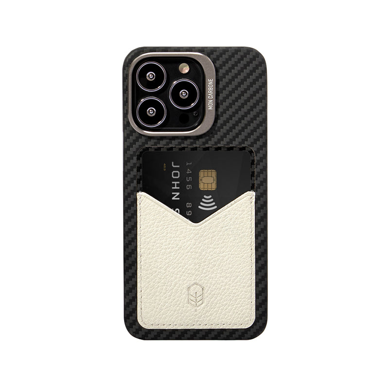 HOVERSKIN HS13WT02 イタリアンレザーポケット付き耐衝撃ファイバーiPhone13ケース – ブリリアントホワイト3