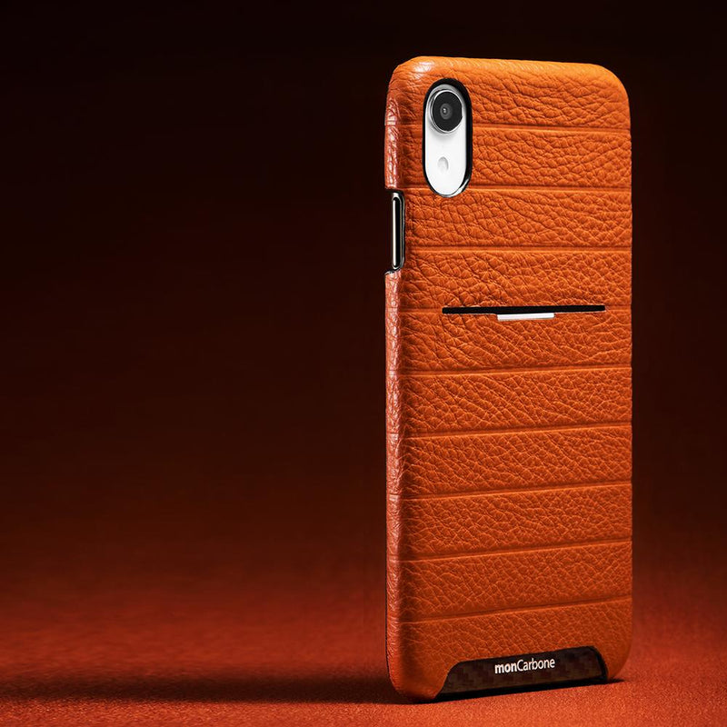 HOVERSKIN イタリアンレザーiPhone XR保護ケース - オレンジ