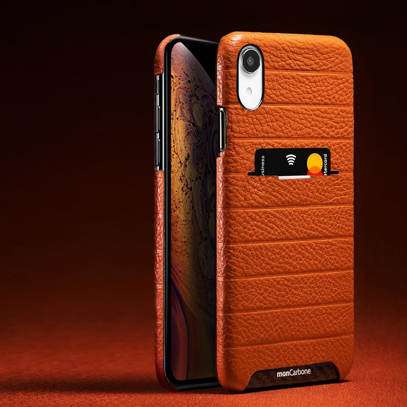 HOVERSKIN イタリアンレザーiPhone XR保護ケース - オレンジ