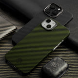最高の防弾繊維カバーiPhone 14 対応ケース-マットグリーン