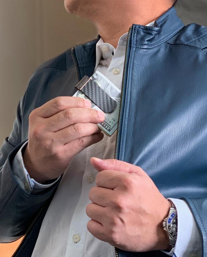 鍛造柄カーボンファイバー製マネークリップ